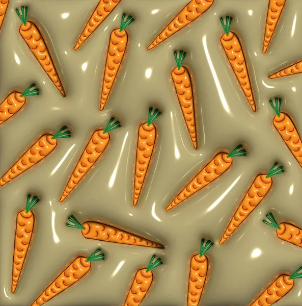 Orange Inflated Carrot Beige Background Rendering Illustration — Stok Foto