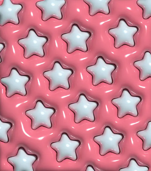 Λευκά Φουσκωμένα Αστέρια Ροζ Φόντο Απεικόνιση Απόδοση — Φωτογραφία Αρχείου