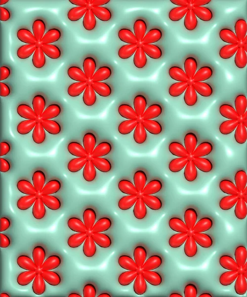 Red Flowers Green Background Rendering Illustration — Stock Photo, Image