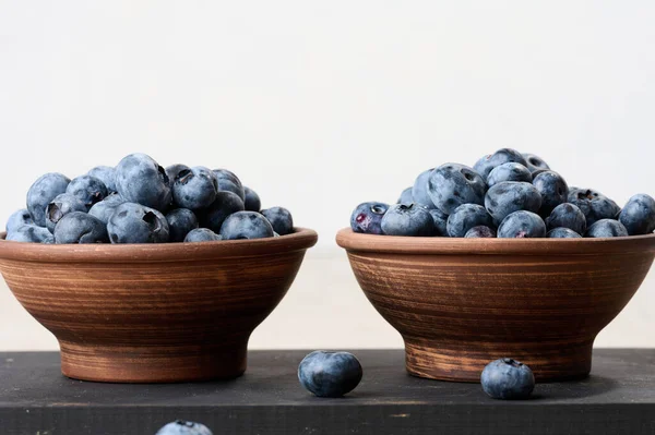 Ripe Blueberries Bowl Table Healthy Tasty Berry — Stock Photo, Image