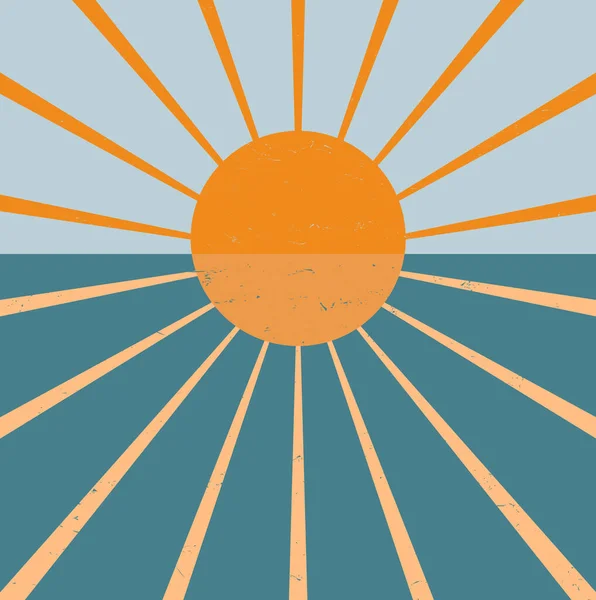 Abstract Blue Background Orange Sun Rays Vintage Shabby Backdrop — Stock Photo, Image