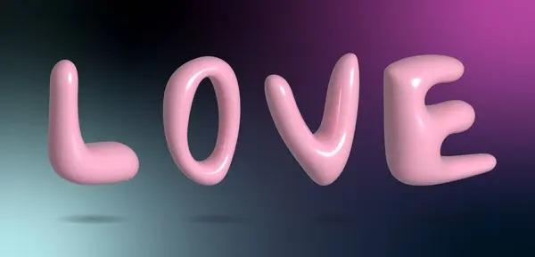 Word Love Pink Inflated Letters Gradient Background Rendering Illustration — Stock Photo, Image