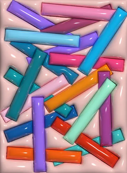 Veelkleurige Opgeblazen Rechthoeken Een Roze Achtergrond Weergave Illustratie — Stockfoto