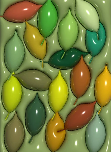 Patroon Van Gele Groene Bladeren Herfst Achtergrond Weergave Illustratie — Stockfoto