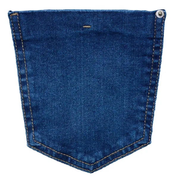 Bolso Traseiro Jeans Azul Com Botão Isolado Fundo Branco — Fotografia de Stock