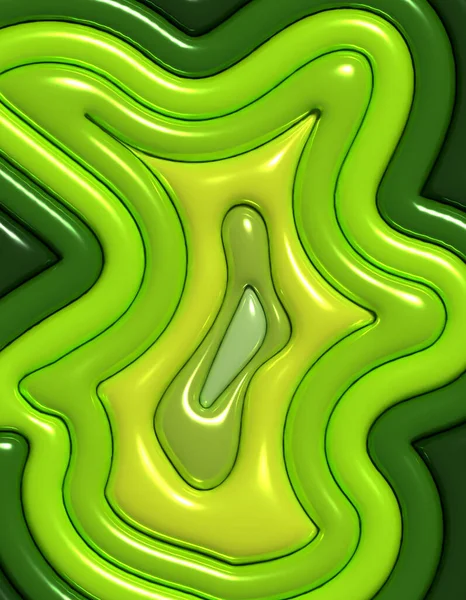 Formas Verdes Con Superficie Brillante Ilustración Renderizado —  Fotos de Stock