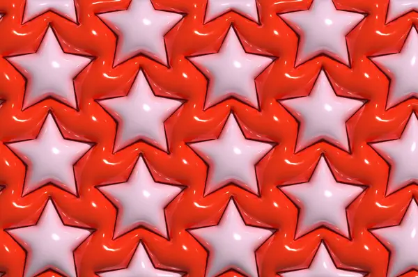 Fondo Rosa Abstracto Con Estrellas Formas Infladas Ilustración Representación — Foto de Stock