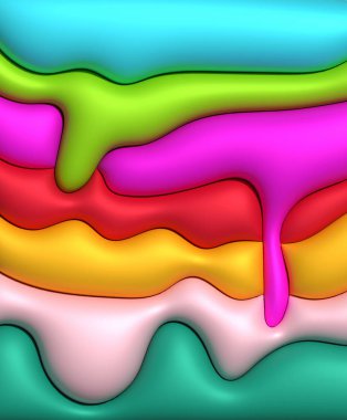 Abstract background with curved lines, 3D rendering illustration, inflated figures