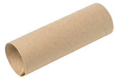 Beyaz izole arkaplanda kağıt havlu tüpü