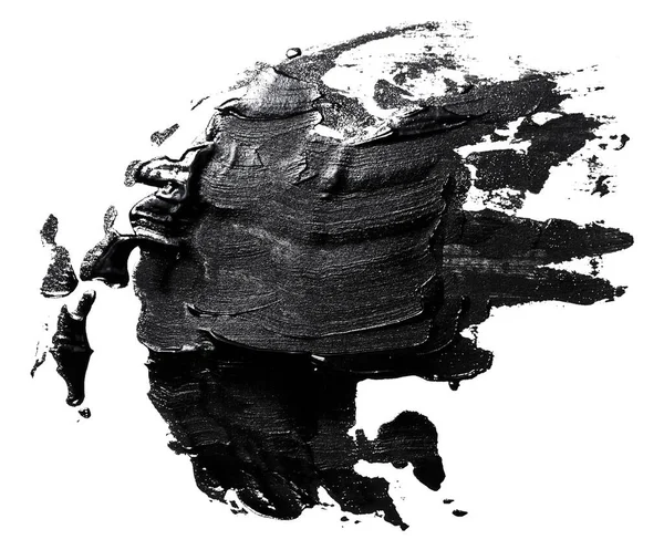 Μαύρο Χρώμα Εγκεφαλικό Επεισόδιο Βούρτσα Τριχών Swatch Απομονώνονται Λευκό Φόντο — Φωτογραφία Αρχείου