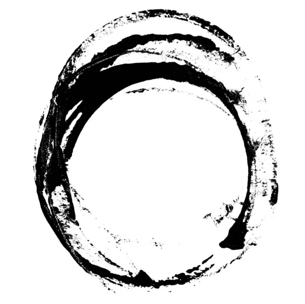白い隔離された背景の円形の黒いペンキの印刷物 — ストック写真