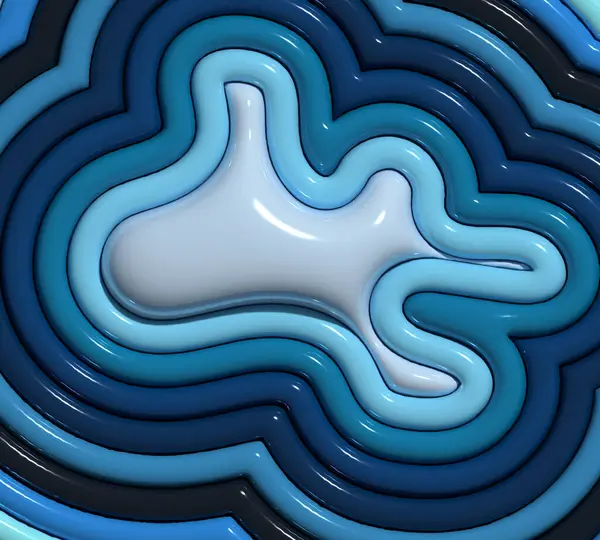Blauwe Vormen Met Glanzend Oppervlak Weergave Illustratie — Stockfoto