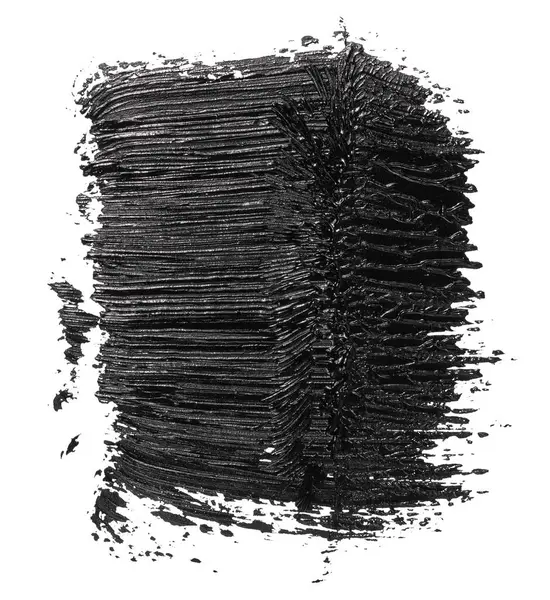 Échantillon Peinture Acrylique Noire Tachée Isolé Sur Fond Blanc Gros — Photo