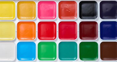 Suluboya paleti, çizim ve yaratıcılık için nesne, hücreler