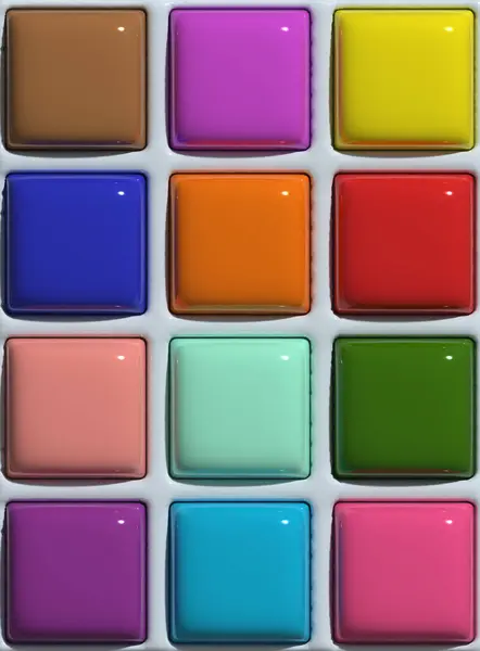 Mehrfarbige Quadrate Aufgeblasene Figuren Darstellung — Stockfoto