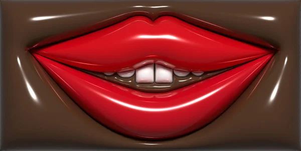 Boca Com Lábios Vermelhos Dentes Brancos Ilustração Renderização — Fotografia de Stock