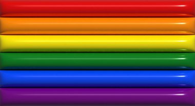 Çok renkli bayrak, LGBT toplumsal hareketlerin bir sembolüdür ve LGBT topluluğunun çeşitliliğini, insan cinselliği ve cinsiyetinin spektrumunu yansıtır. 3B resimleme