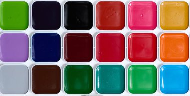 Suluboya paleti, çizim ve yaratıcılık için nesne, hücreler