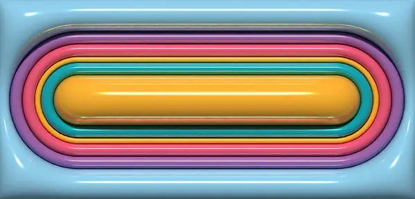 Formas Ovales Infladas Multicolores Sobre Fondo Azul Ilustración Renderizado — Foto de Stock