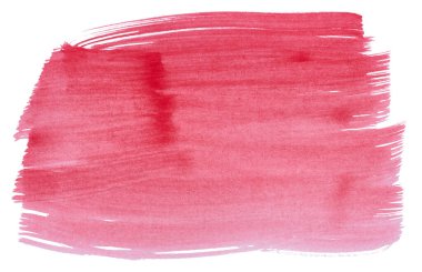 Kırmızı boyalı suluboya fırça darbesi, beyaz izole arkaplanda