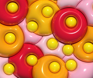 Şişirilmiş renkli daireler, 3 boyutlu resimleme