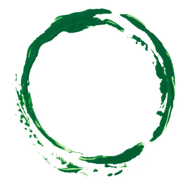 Круглий Зелений Відбиток Фарби Білому Ізольованому Фоні — стокове фото
