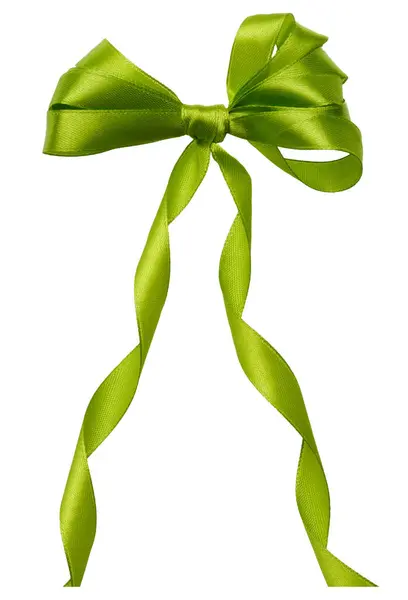 Gebundene Schleife Aus Grünem Seidenband Auf Isoliertem Hintergrund Dekor Als — Stockfoto