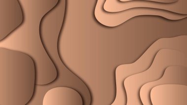 Kahverengi arka plan, çeşitli şekillerde gölgeli bir tabaka üzerine yerleştirilmiş, kağıt kesiği