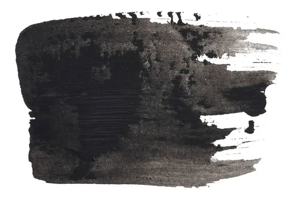 Акварель Мазок Черной Краски Белом Изолированном Фоне — стоковое фото