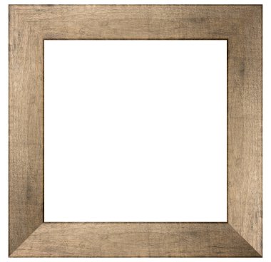 Beyaz izole arkaplanda boş kare ahşap çerçeve