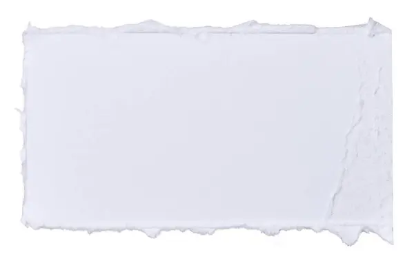 Pieza Rectangular Cartón Blanco Con Bordes Rotos Sobre Fondo Aislado — Foto de Stock