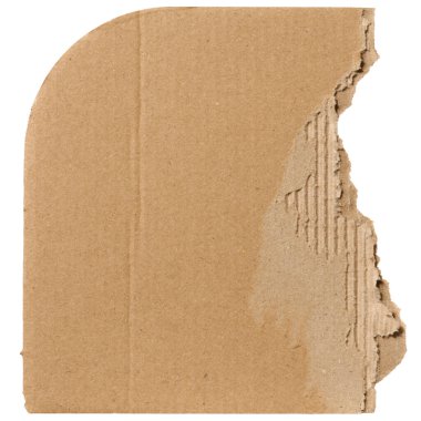 Yırtık kahverengi karton parçası izole edilmiş arka planda