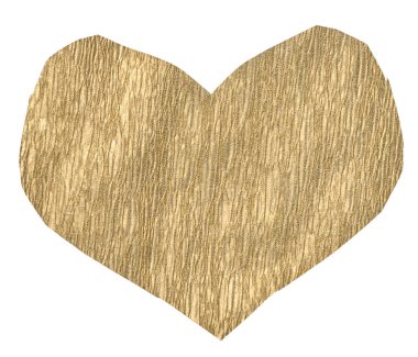 İzole edilmiş arka planda sarı kıvrımlı kağıttan kalp çıkarıldı.