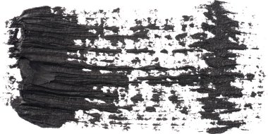 Beyaz arka planda izole edilmiş siyah lekeli akrilik boya örneği