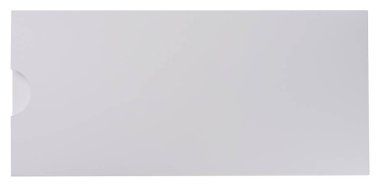 İzole edilmiş arkaplandaki dikdörtgen beyaz karton zarf, kapat