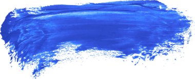 Beyaz izole bir zemin üzerinde mavi boya suluboya fırça darbesi