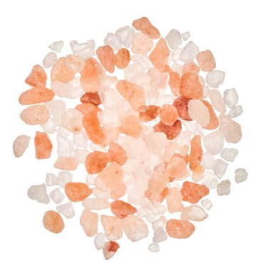 Beyaz ve pembe Himalaya tuzu yığını, yaklaşın. Üst görünüm