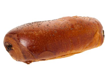 İzole edilmiş arka planda haşhaşlı çörek.