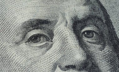 Yüz dolarlık banknotun bir parçası, makro.