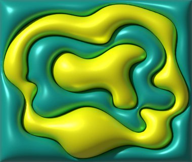 Pürüzsüz, dalgalı şekilli, üç boyutlu ve yanardönerli soyut görüntü, üç boyutlu resimleme