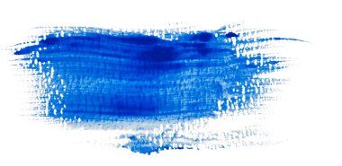 Suluboya fırça darbesi mavi boya, beyaz izole arkaplan