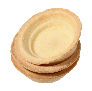 Salatalar için boş turta ve izole edilmiş arka planda dolum, kapat