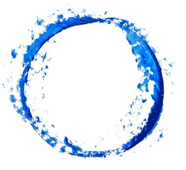 İzole edilmiş arkaplanda mavi suluboya izi var.