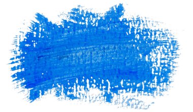 Suluboya fırça darbesi mavi boya, beyaz izole arkaplan