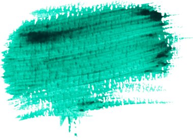 Beyaz izole zemin üzerinde yeşil boya, suluboya fırça darbesi