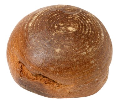 Kabuğunda belirgin bir deseni olan yuvarlak çavdar ekmeği. İzole edilmiş arkaplan 