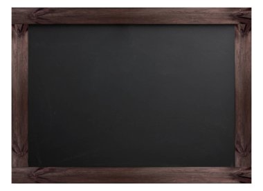 Eski ahşap çerçeveli boş siyah okul tahtası. İzole edilmiş arkaplan