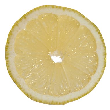 İzole edilmiş arkaplanda yuvarlak bir limon parçası