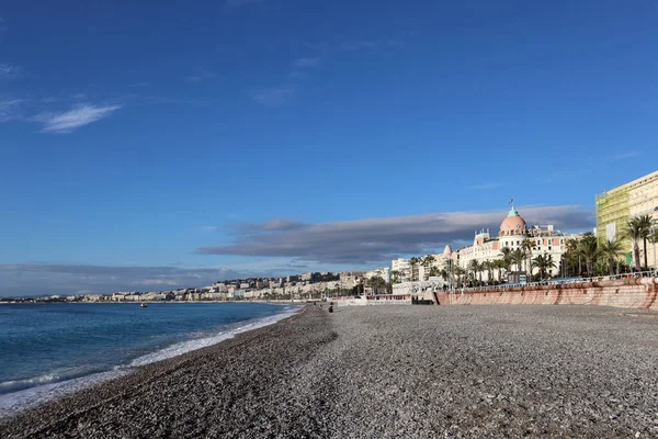 Nicea Francja 2022 Poranny Widok Plaż Nicei — Zdjęcie stockowe