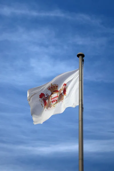 Vlag Van Het Vorstendom Monaco Het Kasteel Grimaldi — Stockfoto